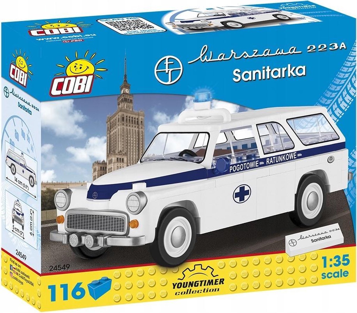 Cobi Youngtimer Collection 116 Warszawa 223 K Sanitarka - Constructiespeelgoed