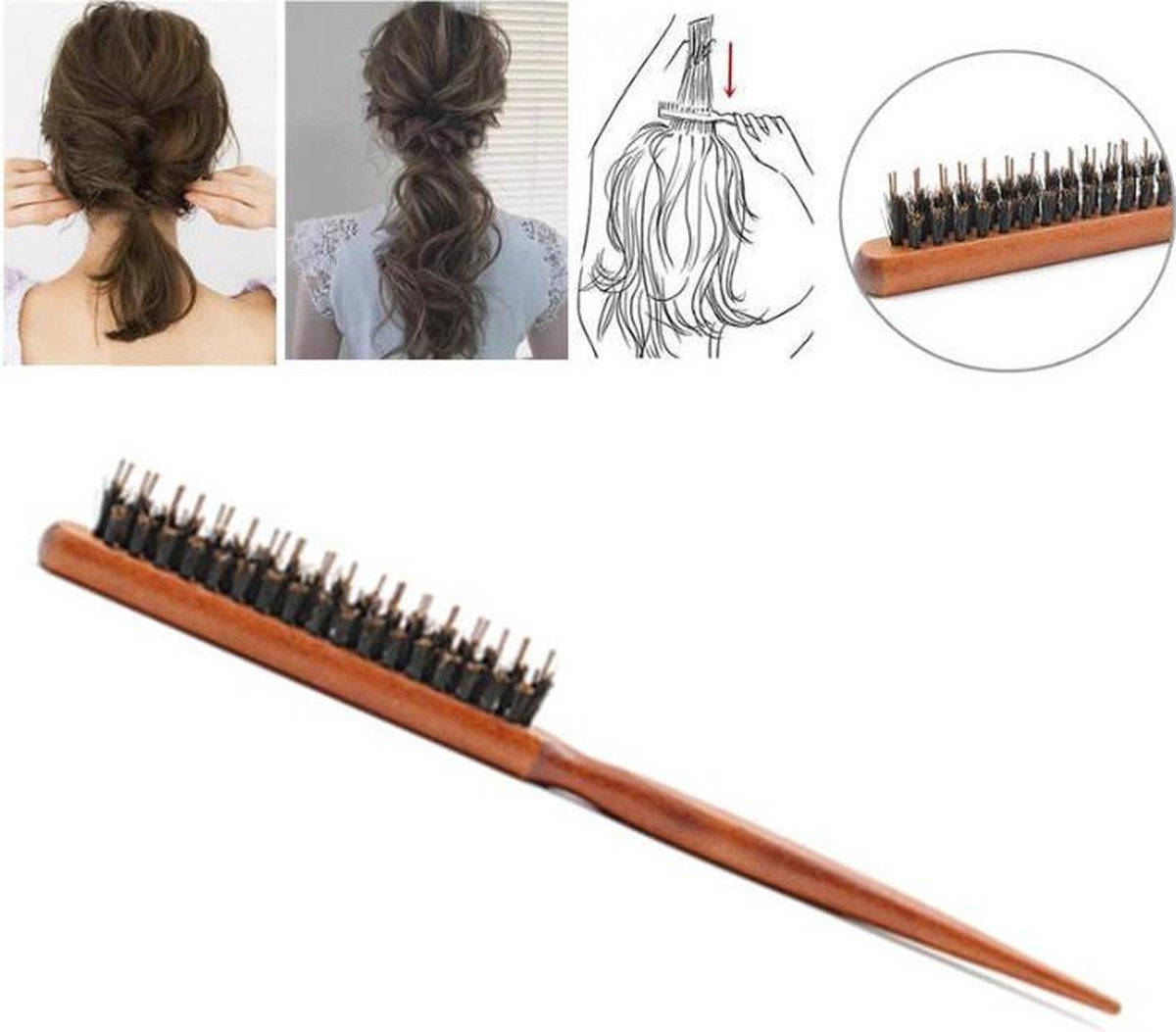 Toupeer Borstel Cabantis|Edges|Extentions|Styling Tool zwart|Kapper Kam|Pro Salon kam|Haar Accessoire|Kammen|Hand gepolijst|