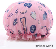 Dikke 1Stuks Douche muts - Shower Cap - Pink Sea World - Waterdicht - BadMuts  - Dubbele Laag - Douchemuts Haar Cover Bedekking - Vrouwen Benodigdheden DoucheCap Badkamer Accessoires