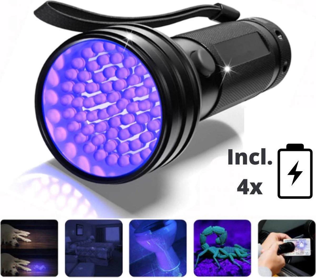 ProTools UV Lamp - UV zaklamp - 51 Ultra Violet LED's - Blacklight zaklamp - Inclusief 4 Batterijen
