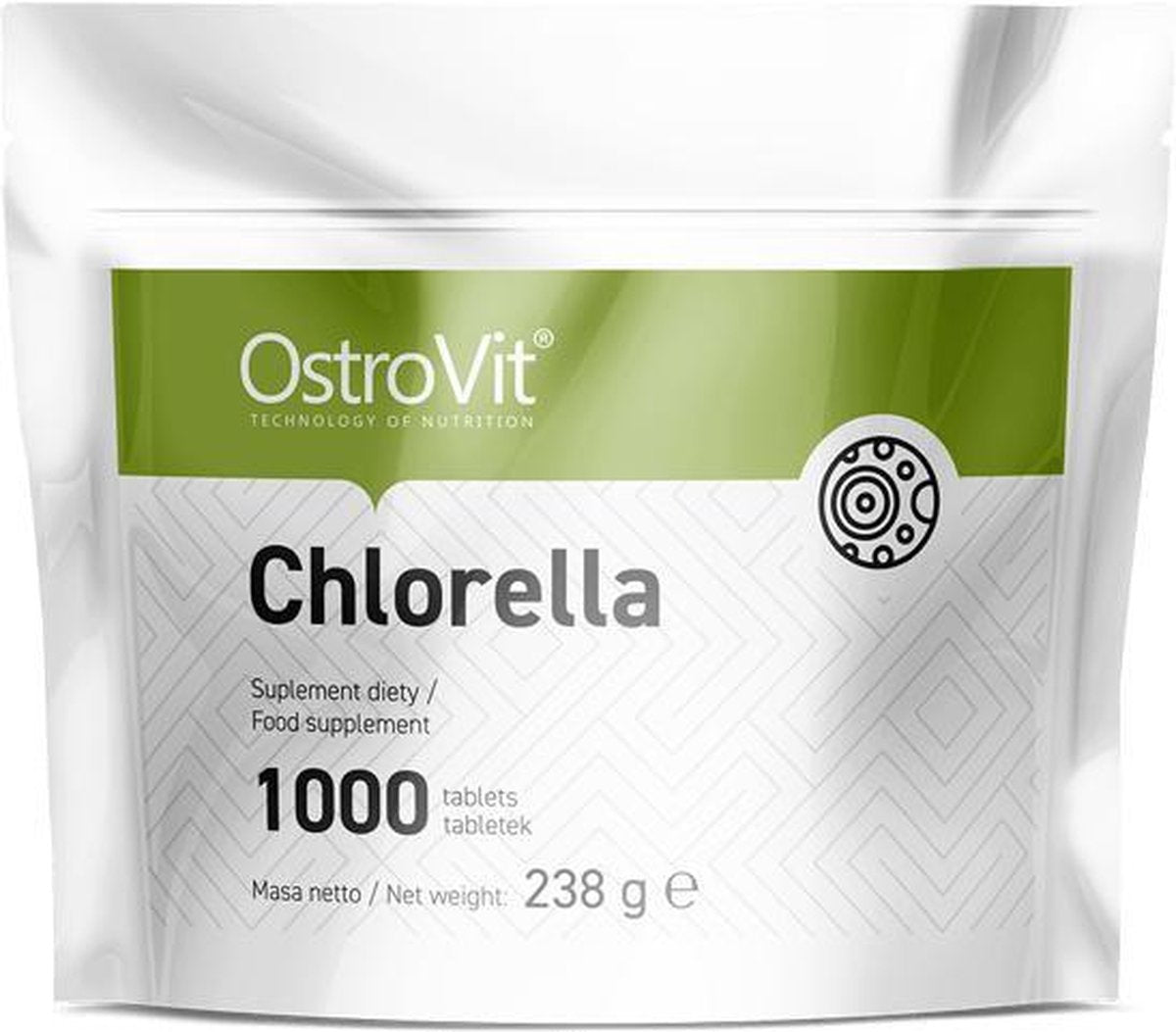 Chlorella 250mg - Vegan - 1000 Tablets OstroVit + GRATIS Pill Box