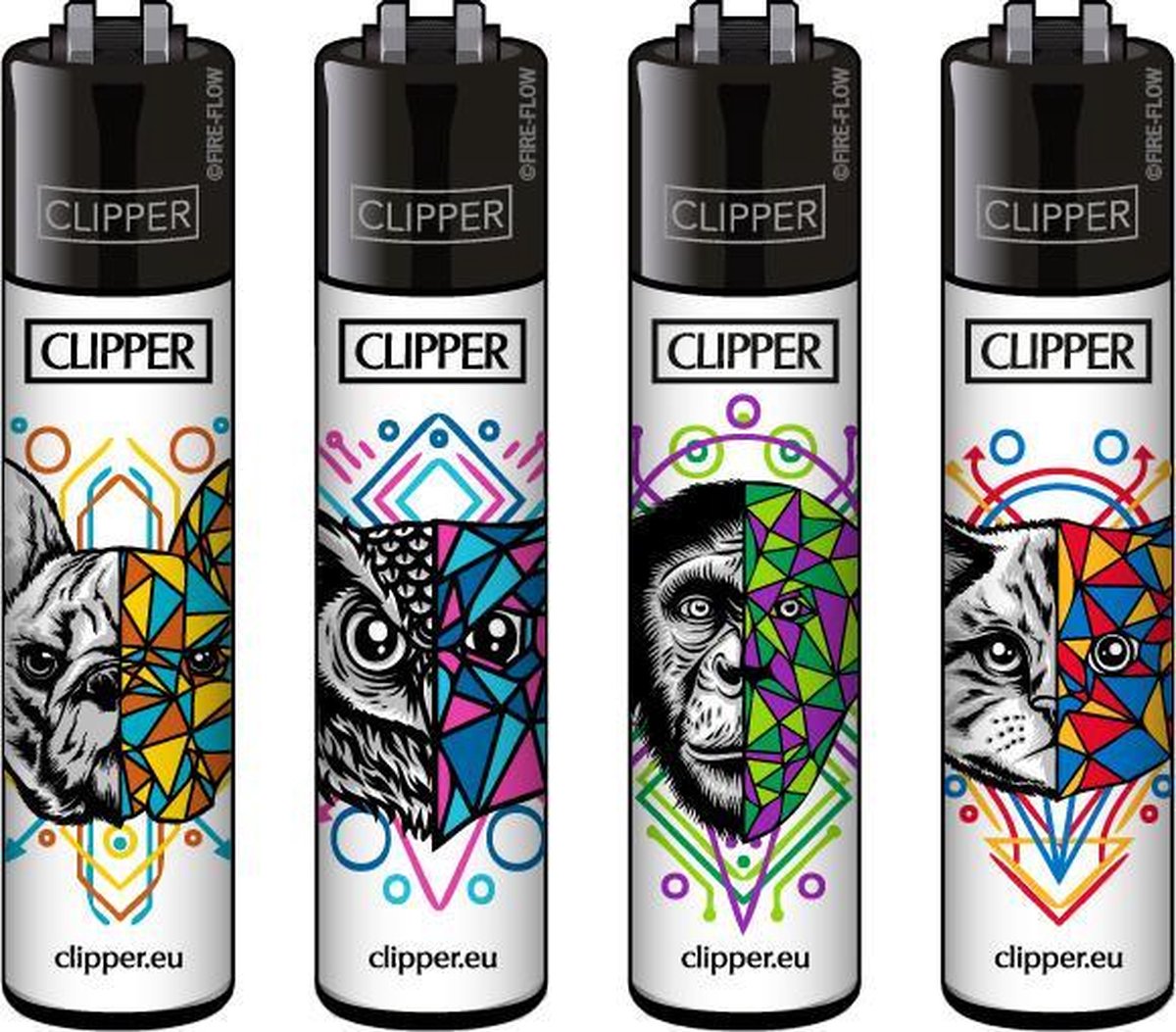Clipper Classic Large Aanstekers "Geometric Animals #2" (4 Stuks)