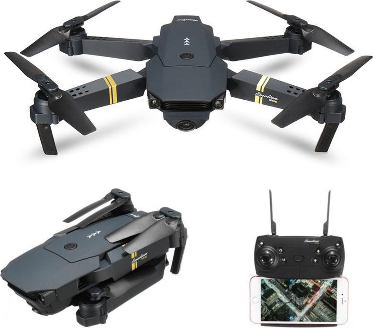 Eachine WiFi FPV Drone met 3 batterijen (HD 720p camera en Smartphone besturing)