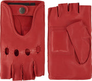 Leren autohandschoenen dames met halve vingers model Las Vegas Color: Red