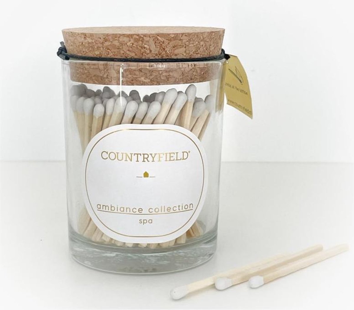Countryfield Witte Lucifers in glas | Spa | 7 x 7 x 9
