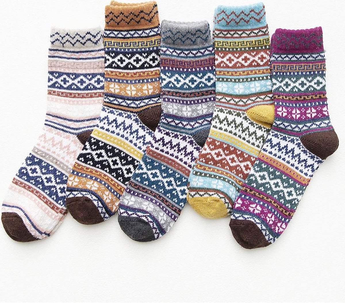 Warme Wintersokken heren - Scandinavisch vintage design sokken maat 40-46