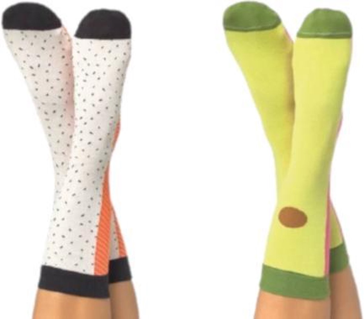 Doiy Sokken Poke Katoen/polyester Wit/lime 2 Stuks
