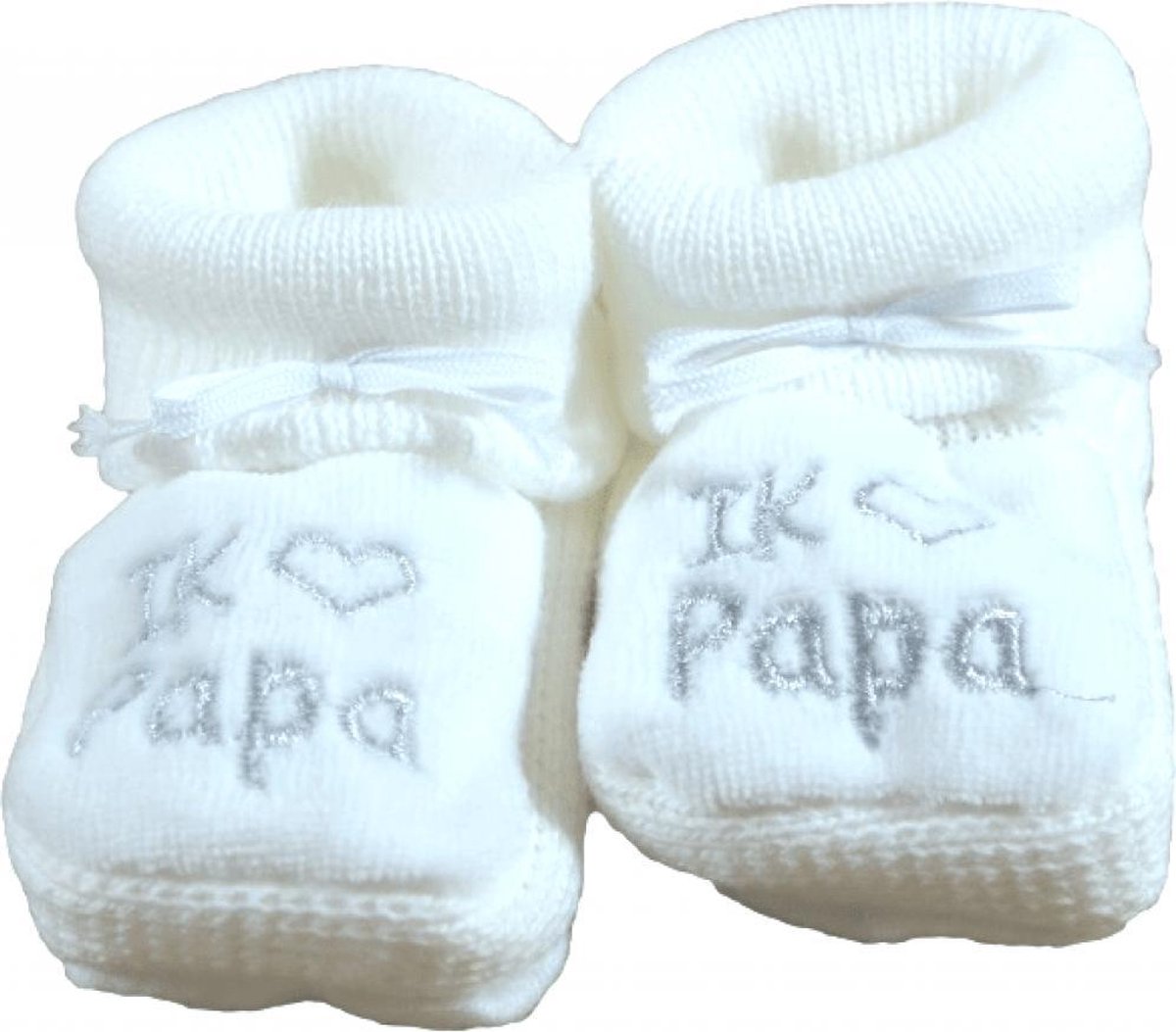 Kraamcadeau  - Petit Villain Newborn Slofjes - Love Papa- Wit -  0-3 maanden