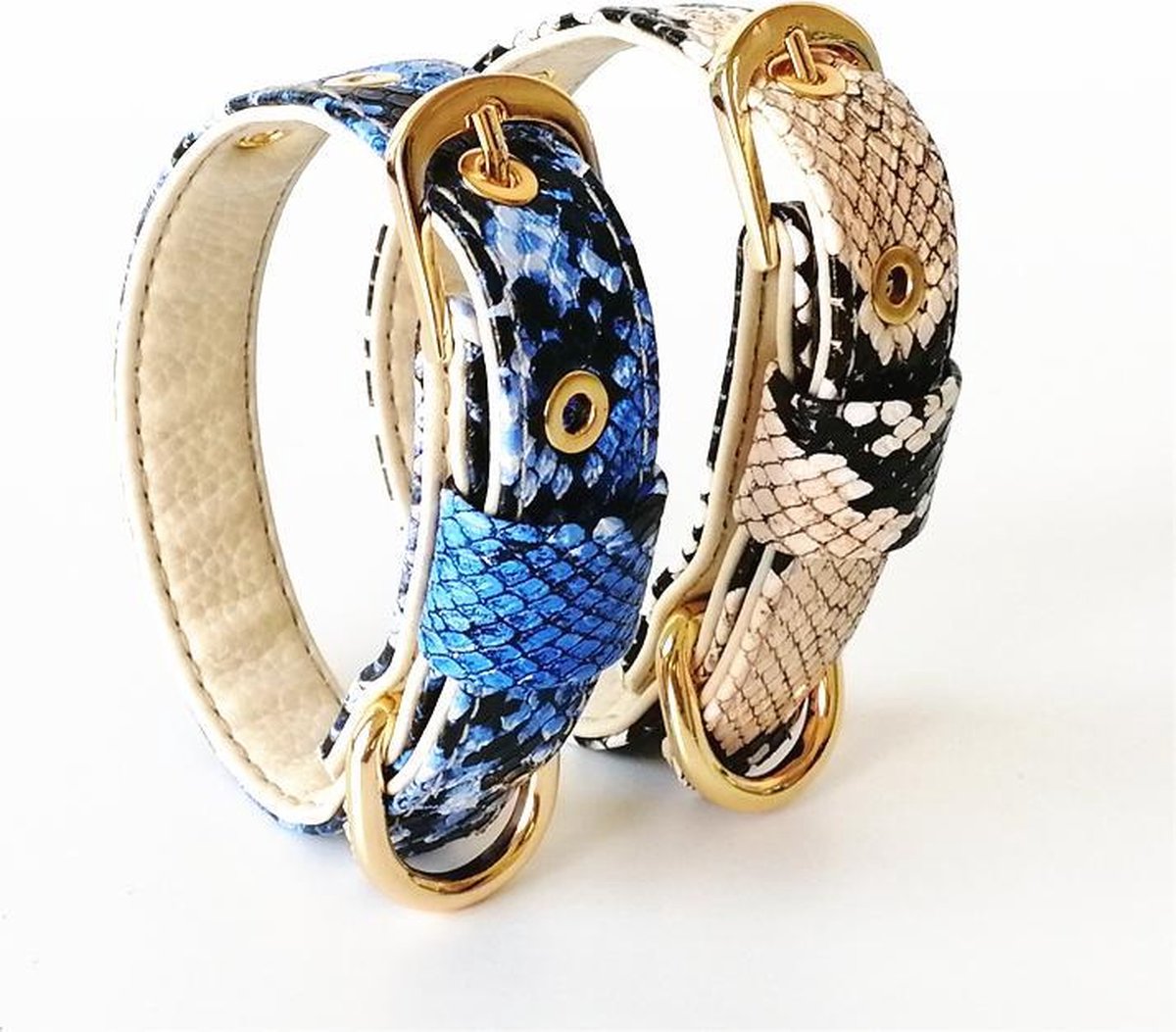 Pepets © – Halsband En Leiband Hond – Set Hondenhalsband En Hondenriem – Koningsblauw – Croco - maat S
