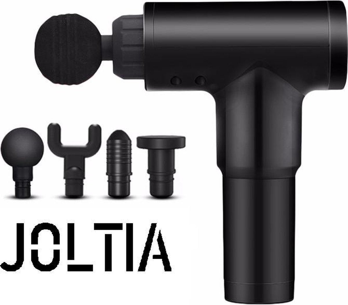 JOLTIA - Massage Gun - Zwart - 4 Opzetstukken - Stille en Lange Batterijduur - Massagegun Spier - Stress Relief - Spierherstel - 2000mAh Batterij - Relax - Draadloos - Mini Massage - Oplaadbaar - Thera gun pistool - Hypervolt - Massageapparaat