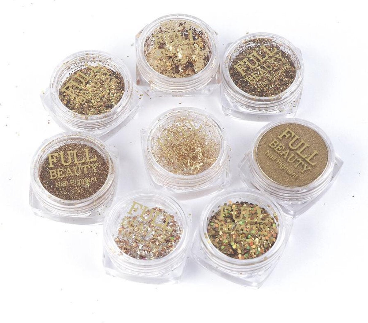 GUAPÀ - Nagel Glitter Poeder Nail Art Set Goud Chrome - 8 Stuks