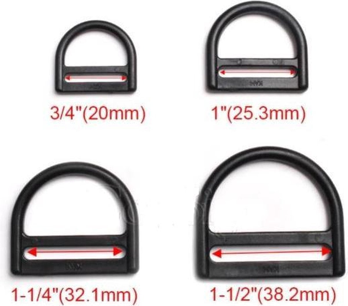 Allesvoordeliger D-ring kunststof 25 mm met extra bandlus - 5 stuks