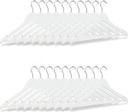 Kledinghangers | Set van 20 stuks | Esdoornhout | Wit | Met draaibare haak