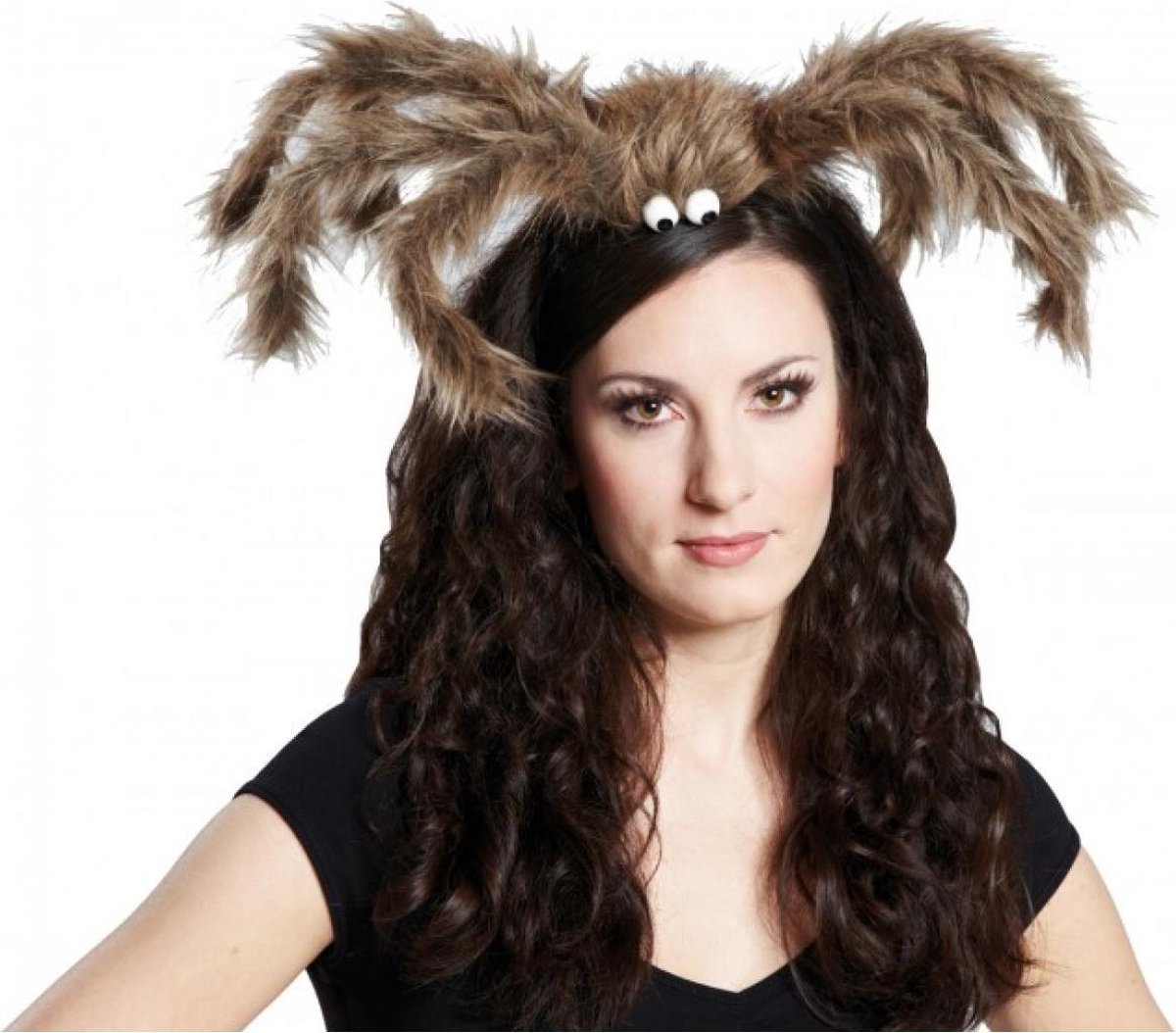 Diadeem met harige spin bruin