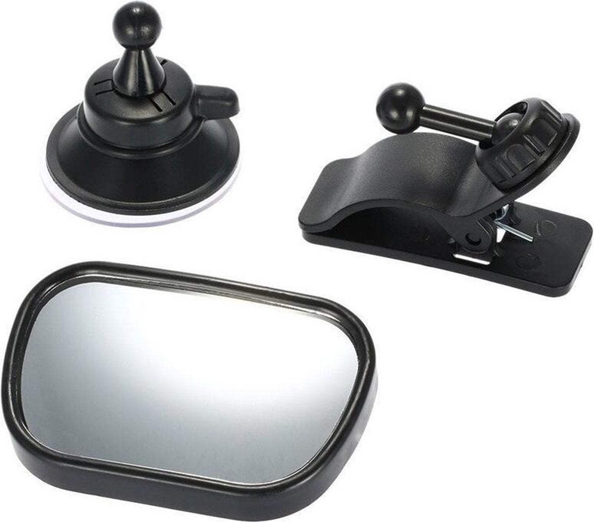 DrPhone BVM Series – 2 In 1 – Baby Spiegel -  Auto Spiegel – 2 standen – Zwart – Mirror View – Zwart