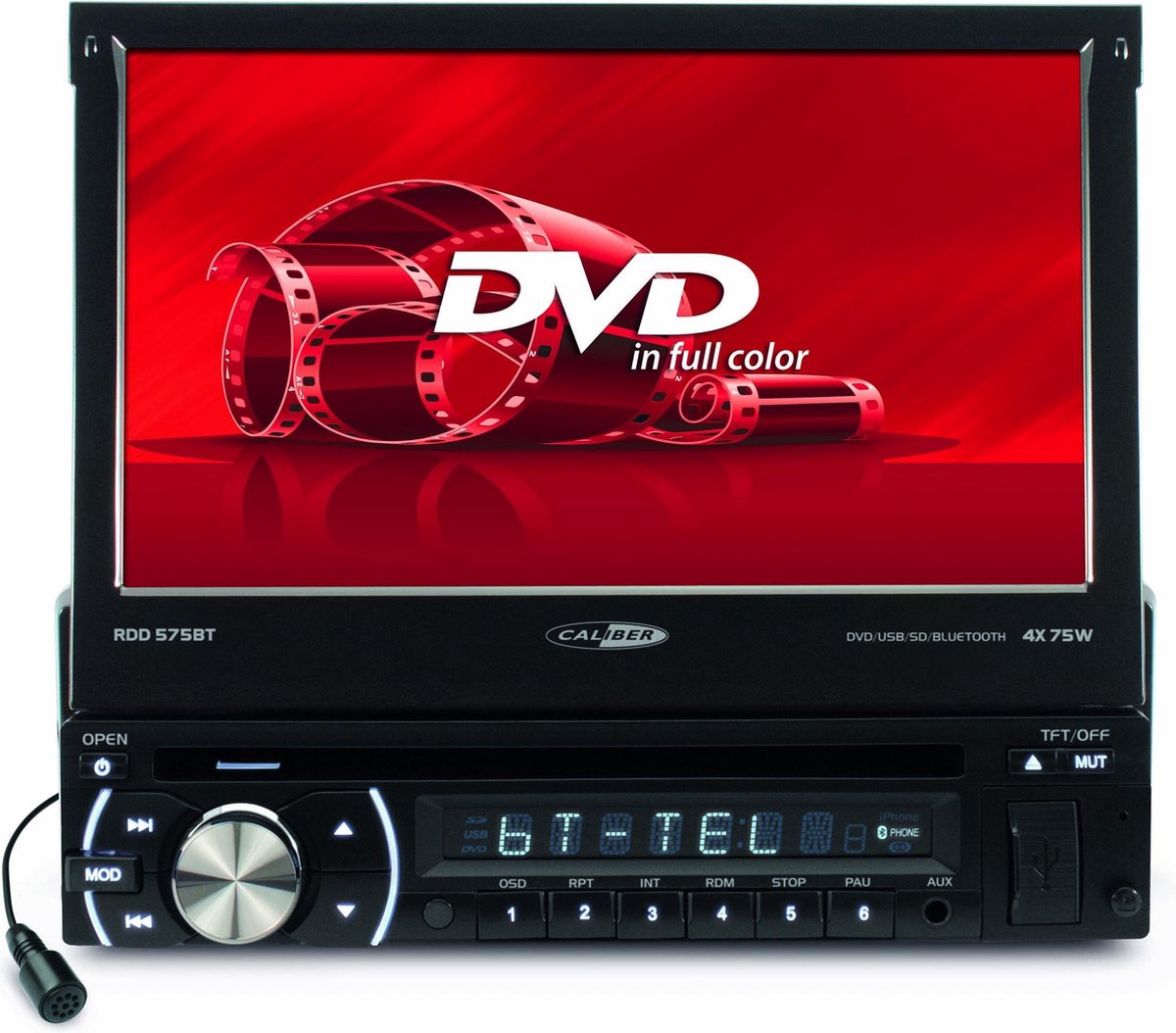 Caliber RDD575BT - Autoradio met inklapscherm - Enkel din - Zwart