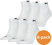 Puma Quarter Sokken- 6 Paar Enkelsokken- Wit - Unisex - Maat  43/46