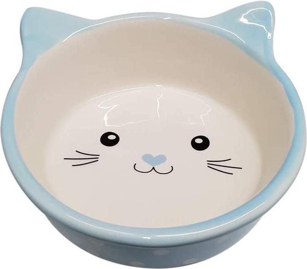 Happy pet voerbak kat polka blauw / creme
