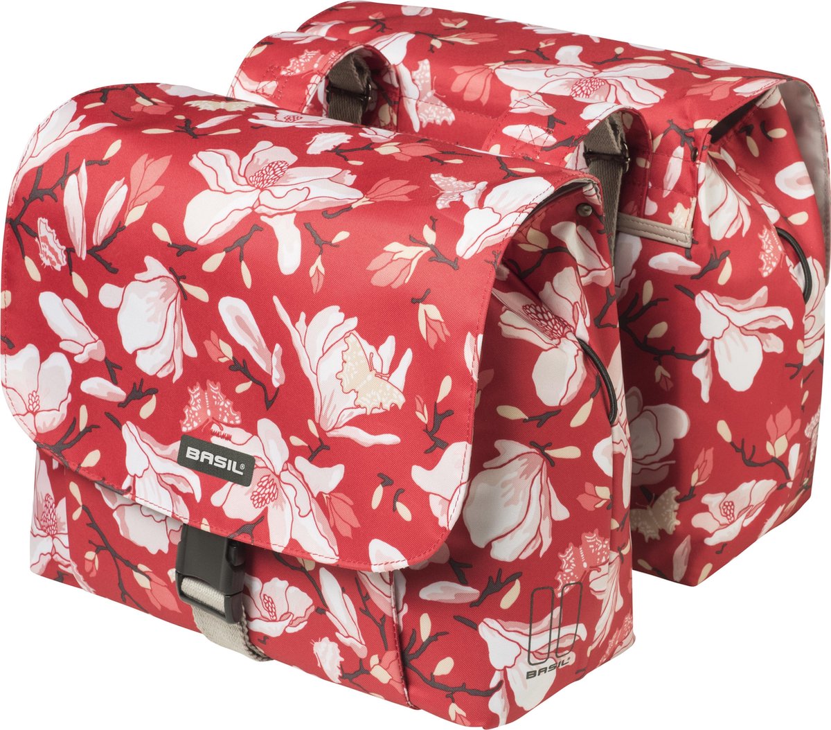Basil Magnolia Dubbele Fietstas - 25 liter - Small - Poppy Red