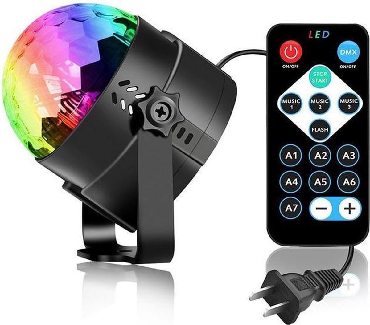 Roterende disco lamp  3 W RGB LED met afstandsbediening