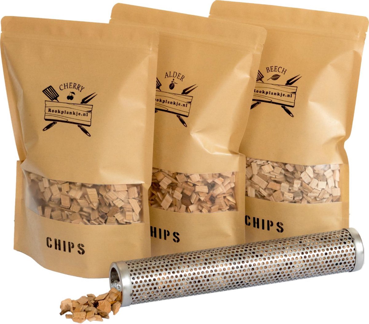 Chips Assortiment met Tube Smoker | BBQ | Rookhout | Kadopakket