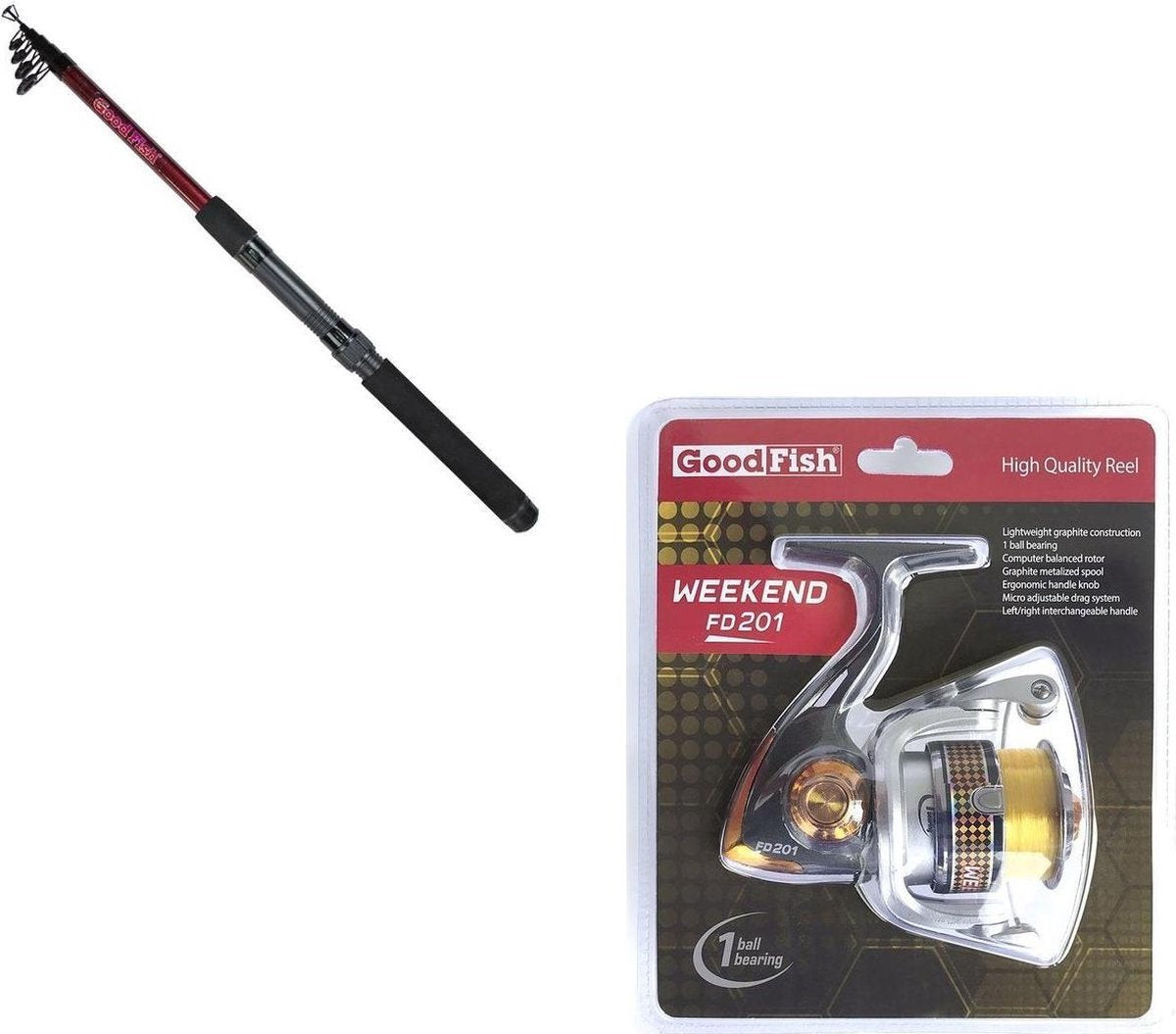Telescoop werphengel Set 2.70- Hengel en molen - Robinson