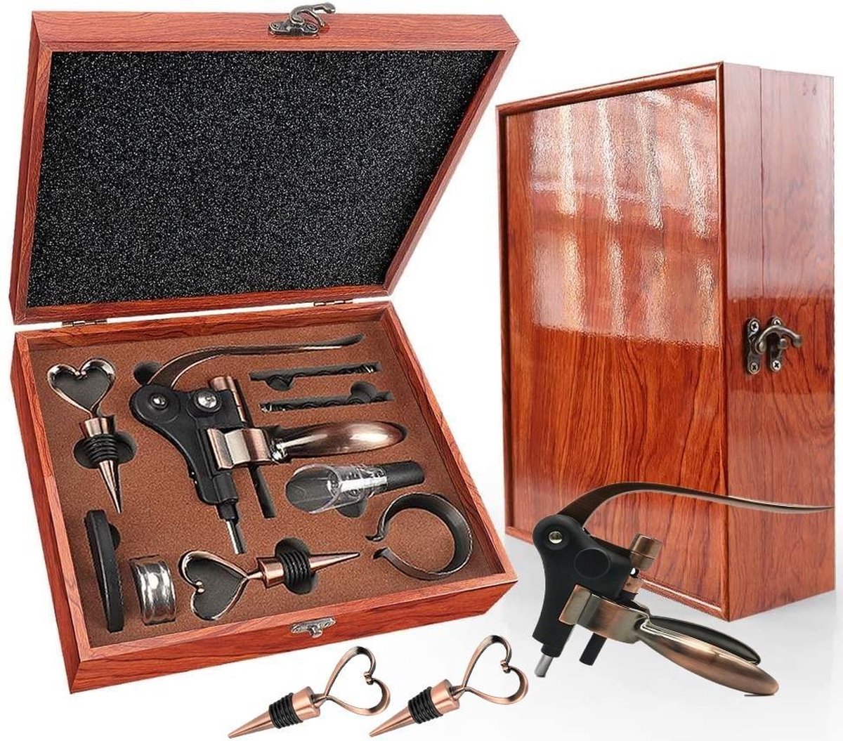 Luxe Kurkentrekker Set - Wijnopener - Flesopener - Wijn Accessoires 9 in 1 - Wijntopper - Wijnpomp - Cadeautip