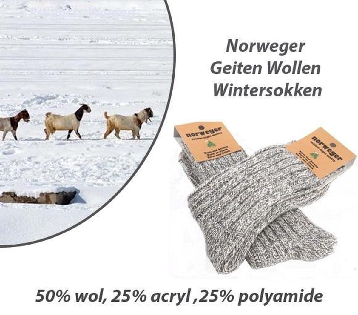 6-Paar Norweger Geiten Wollen Wintersokken-Maat 46-47