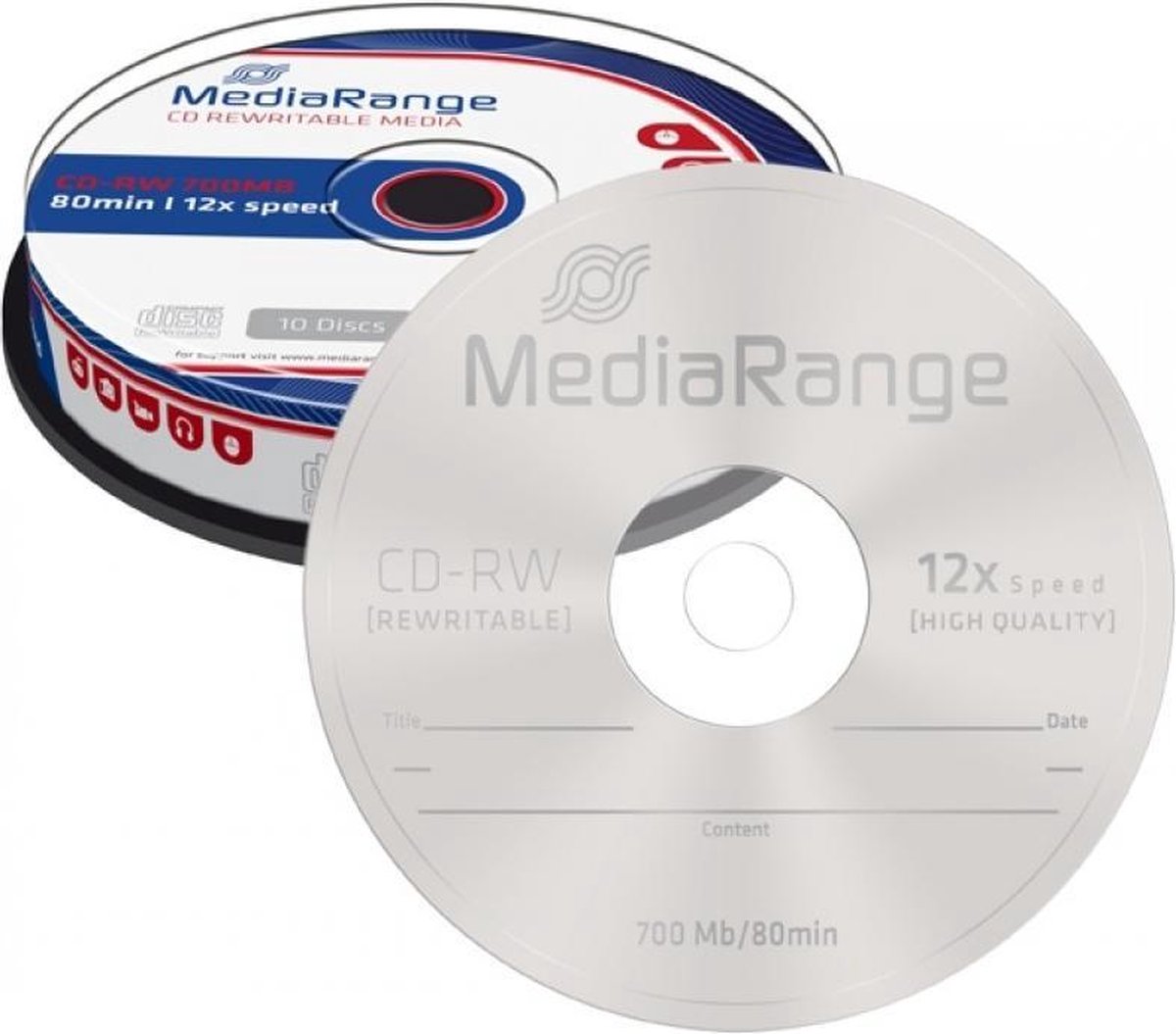 CD-RW MediaRange 700MB 10pcs Spindel 12x