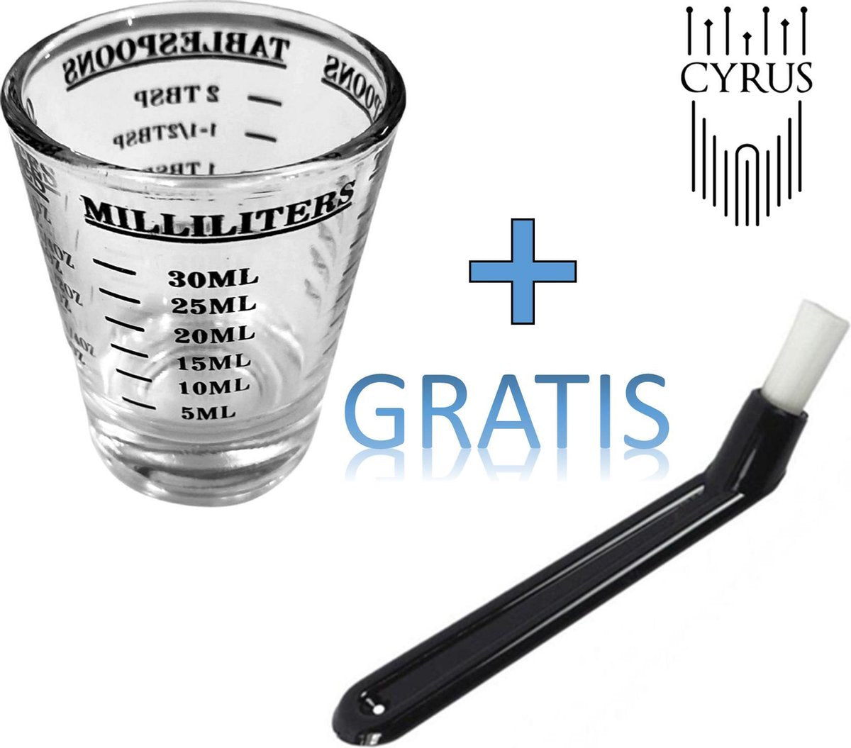 CyrusCoffee espresso shotglas met GRATIS zetgroepborstel -  espresso maatglas + reinigingsborstel E61 - barista tools - barista-accessoires