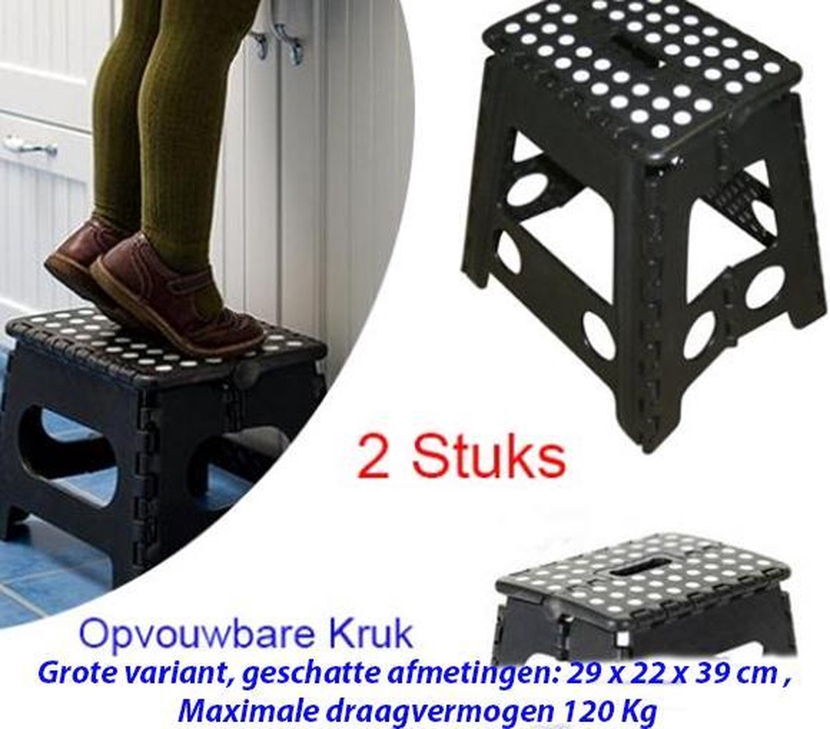 2-Pack Multifunctionele Opvouwbare Krukken in Grote Maat