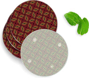 4 Luxe Glazen Onderzetters - Design Retro Lines - Rond