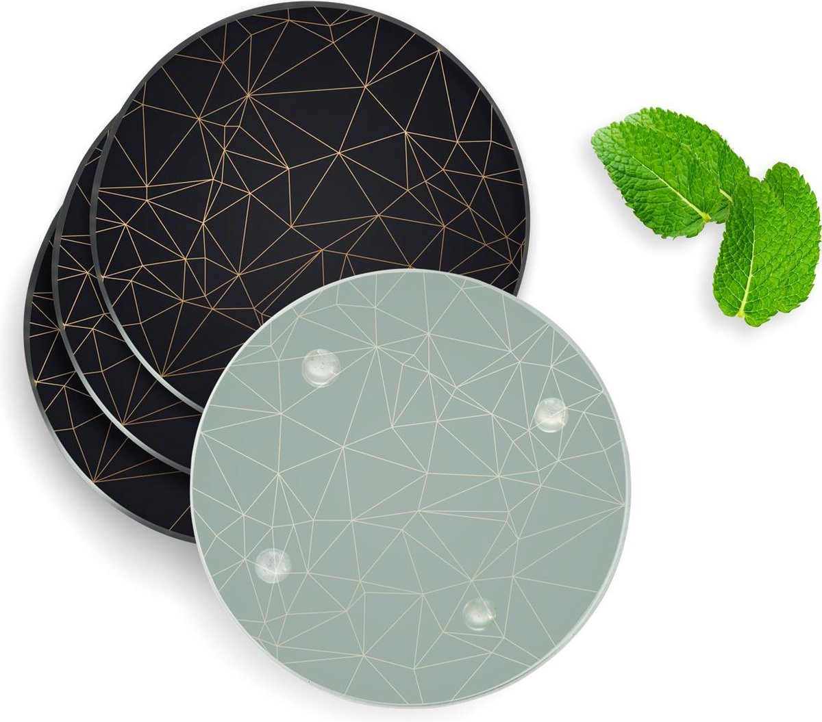 4 Luxe Glazen Onderzetters - Design Luxury - Rond