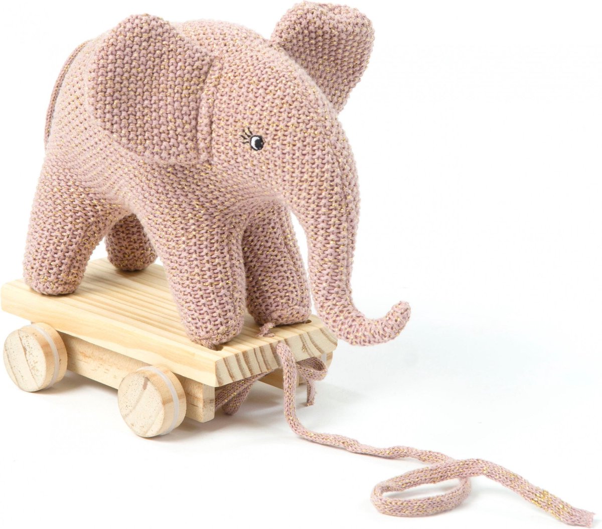 Smallstuff Trekdier Olifant Gebreid 20 Cm Roze