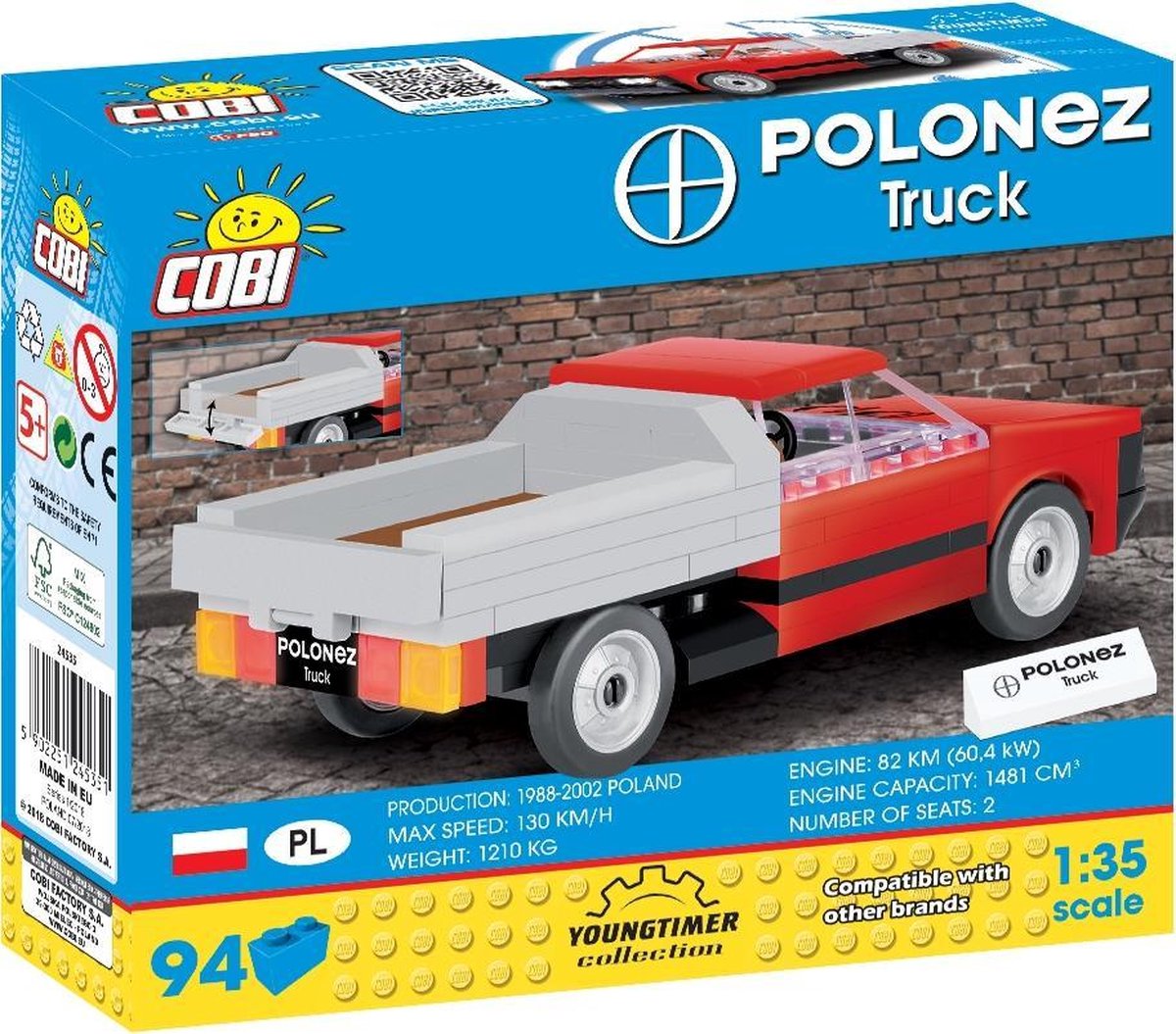 Cobi 92 Pcs Fso Polonez Truck - Constructiespeelgoed - Modelbouw - Klassieke auto