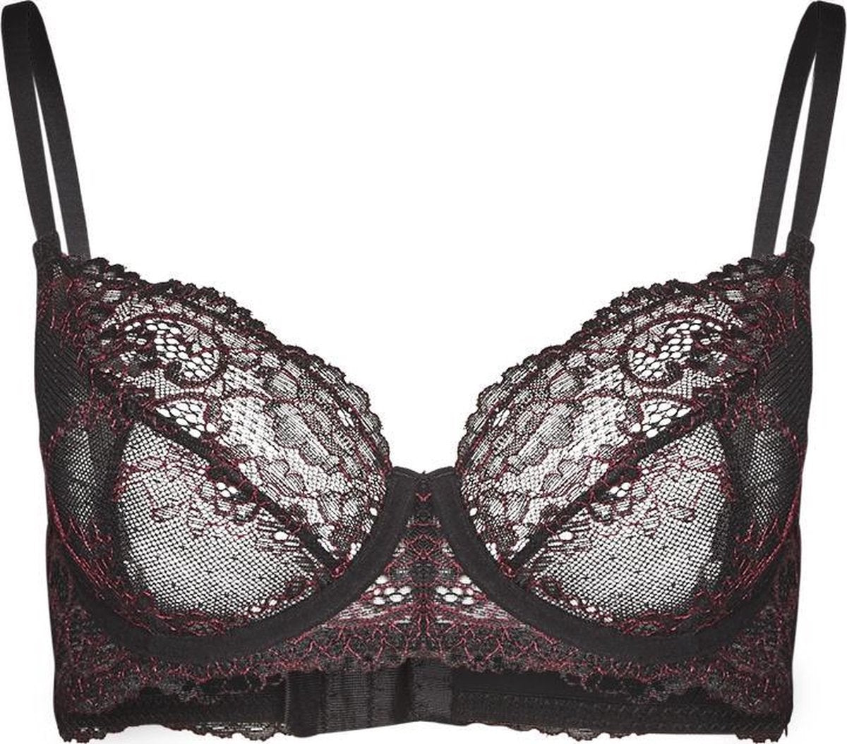 Sapph Scifey Unpadded Wire Bra Dames 2 Tone Black/ Sangria-70b