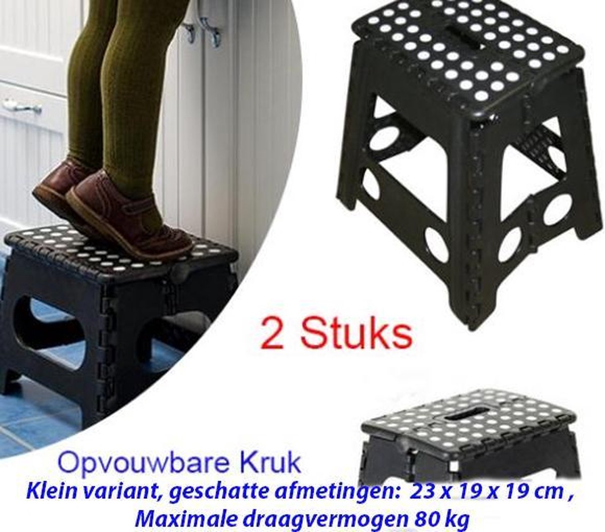 2-Pack Multifunctionele Opvouwbare Krukken in Klein Maat