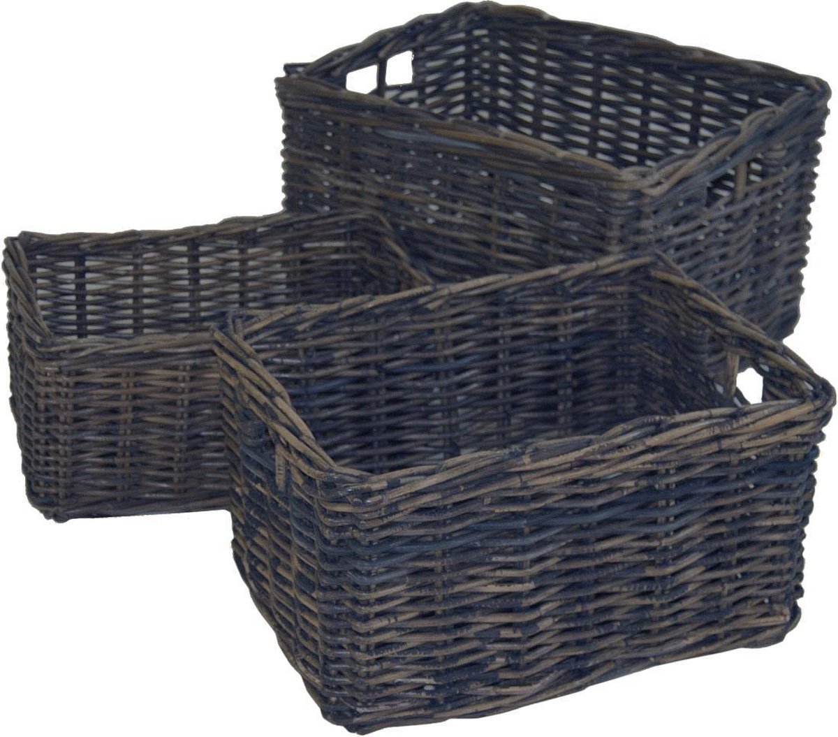 Opbergmand in donker Grijs rotan