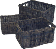 Opbergmand in donker Grijs rotan