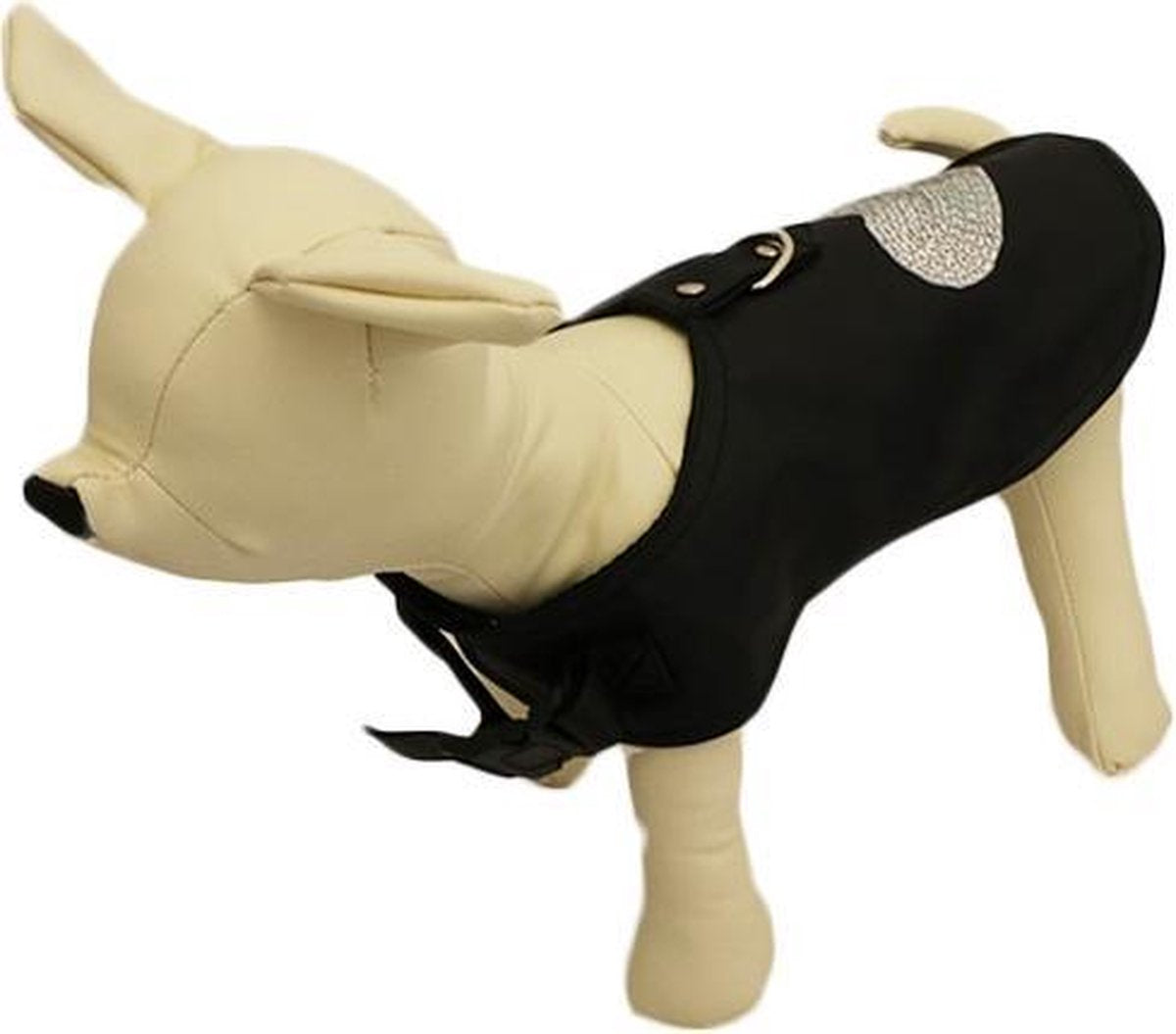 ZWARTE CAPE HART VOOR HONDEN - S (rug lengte 23 cm