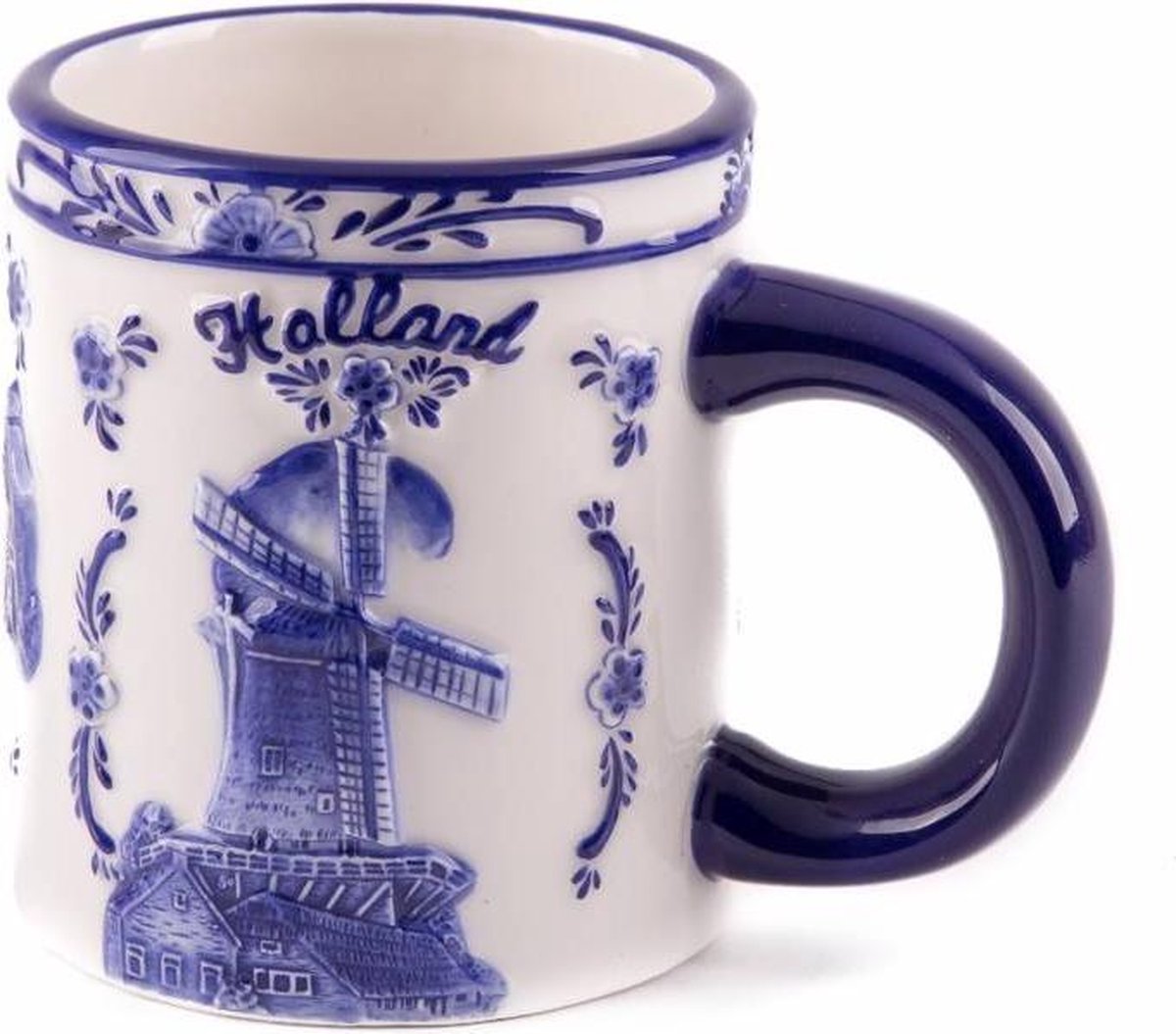 Delfts Blauw Embossed Mok Molens Holland - Souvenir