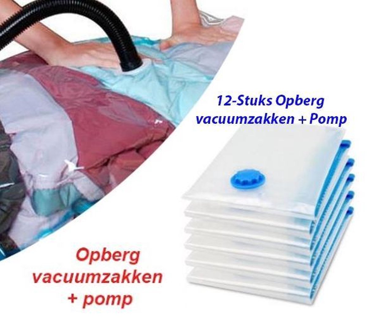 12-Stuks Opberg Vacuumzakken + Pomp