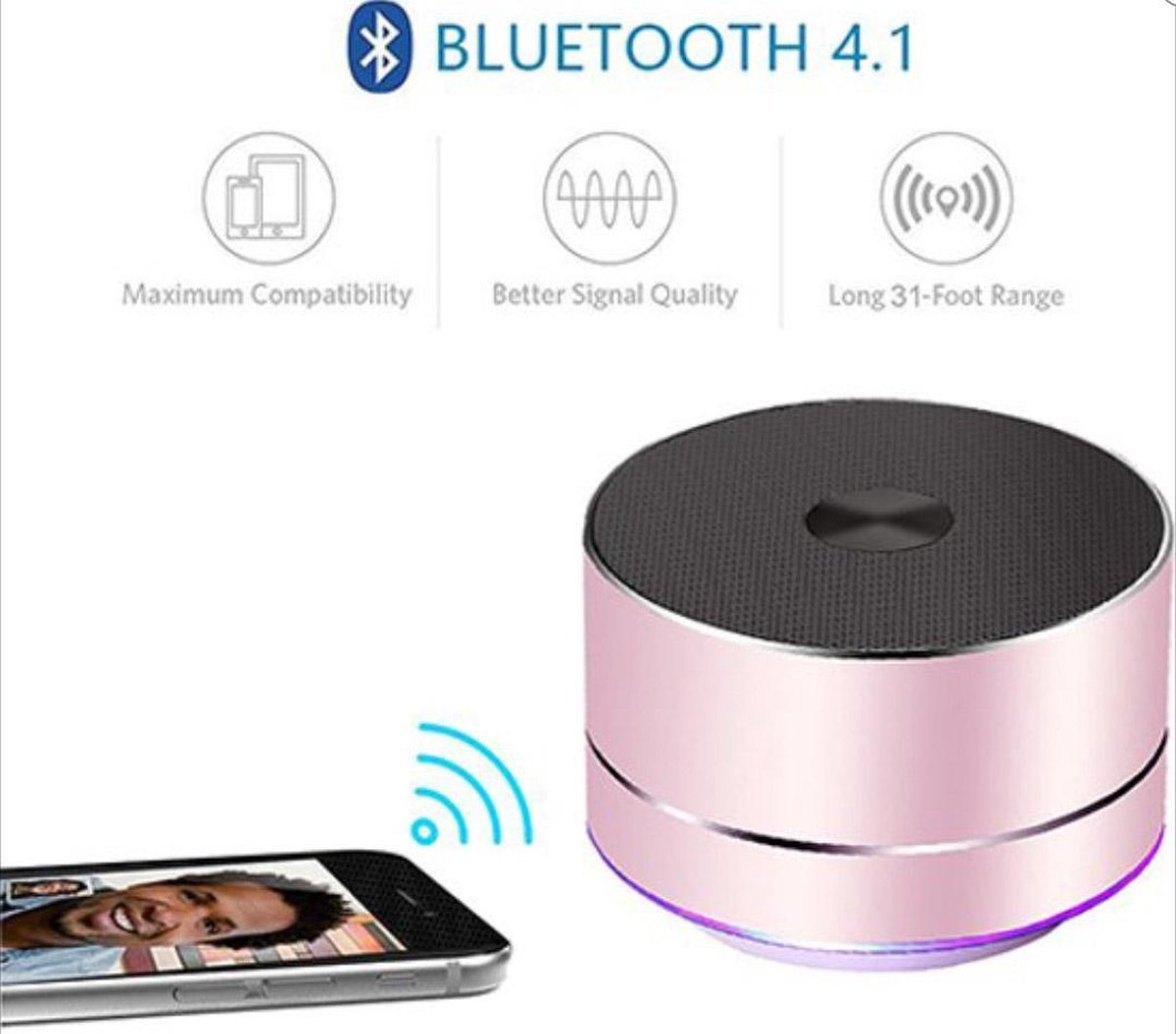 Bluetooth Speaker - Audiologic High Quality luidspreker met microfoon en radio - Pink Metallic