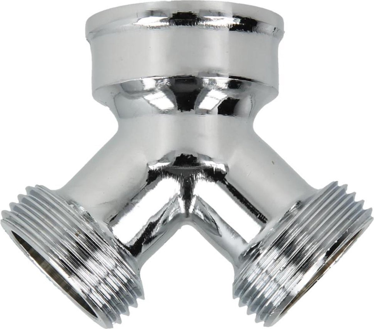 Y-stuk aanvoer slang 3/4" - extra lange uitloop - messing verchroomd