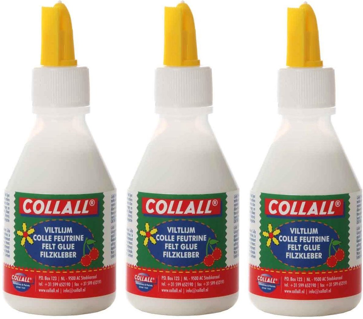 3x Viltlijm Collall - Totaal 300ml - Met handige Spateldop