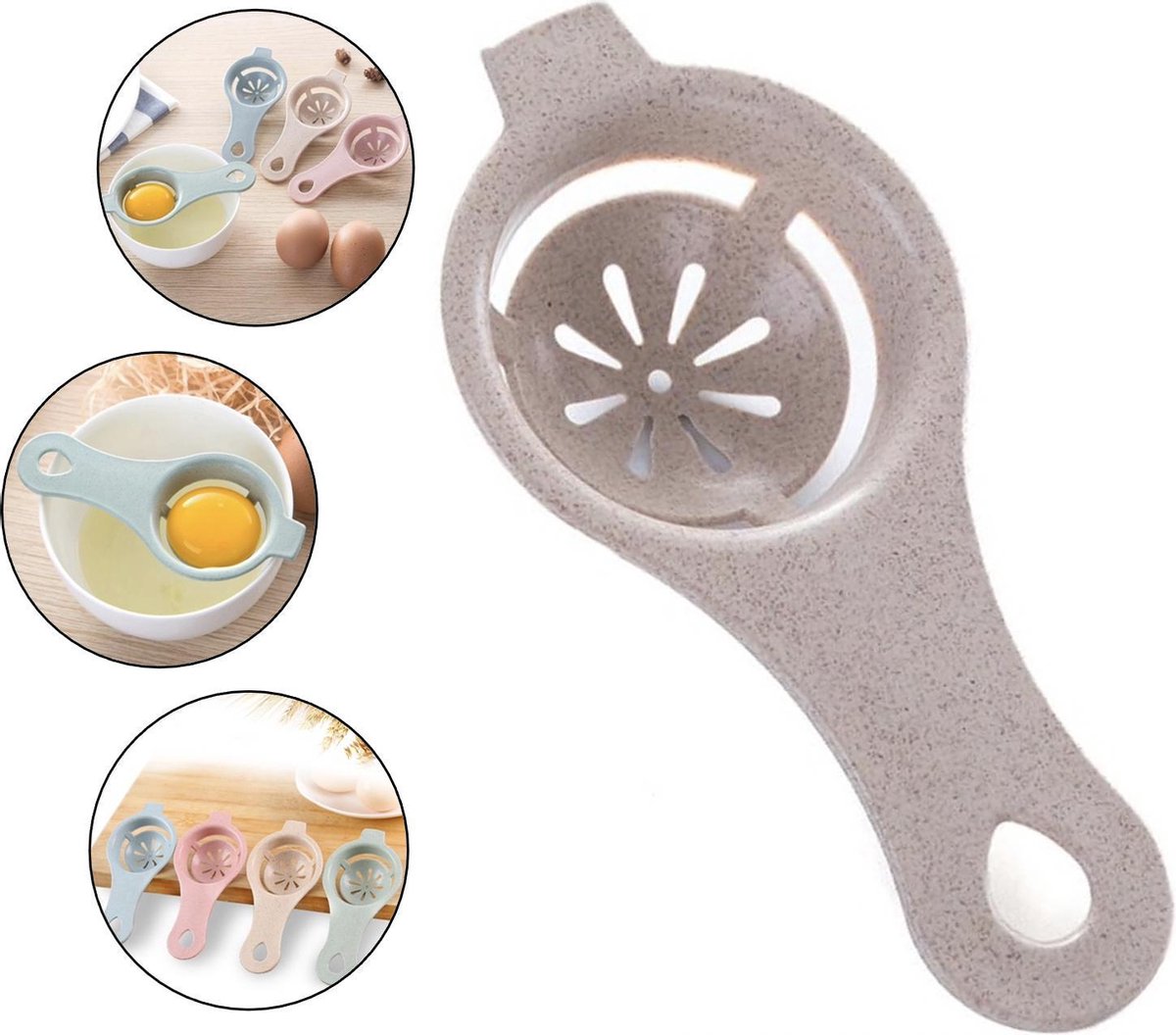 Professionele Ei-scheider - Ei scheiden - Eidooier scheider - Eiwit - Eigeel - Beige - Eierscheider - Eischeider met slagkant