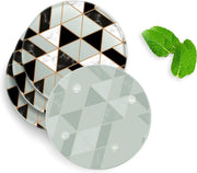 4 Luxe Glazen Onderzetters - Design It's marbelous - Rond