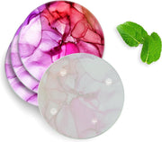 4 Luxe Glazen Onderzetters - Design Ink Art - Rond
