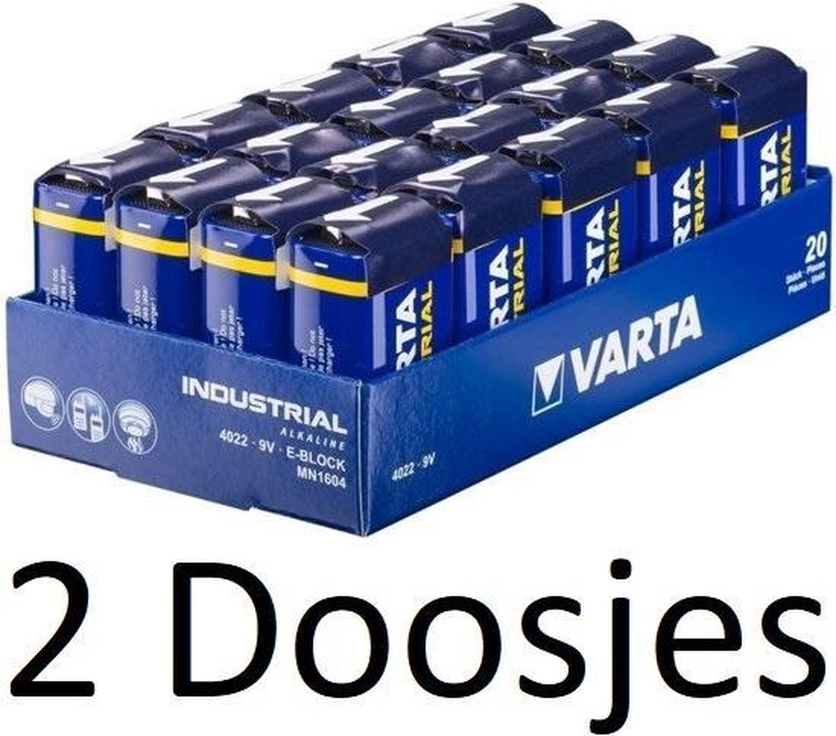 40 Stuk (2 Doosjes a 20 st) Varta industrial MN1604 9V E-Blok