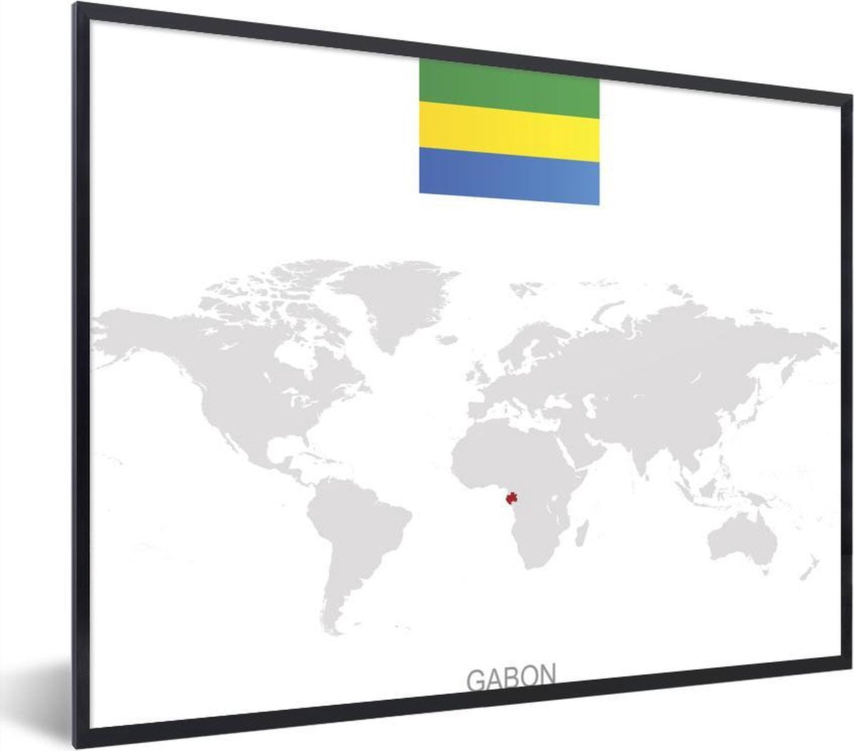 Illustratie van Gabon op de wereldkaart fotolijst 50x40 cm